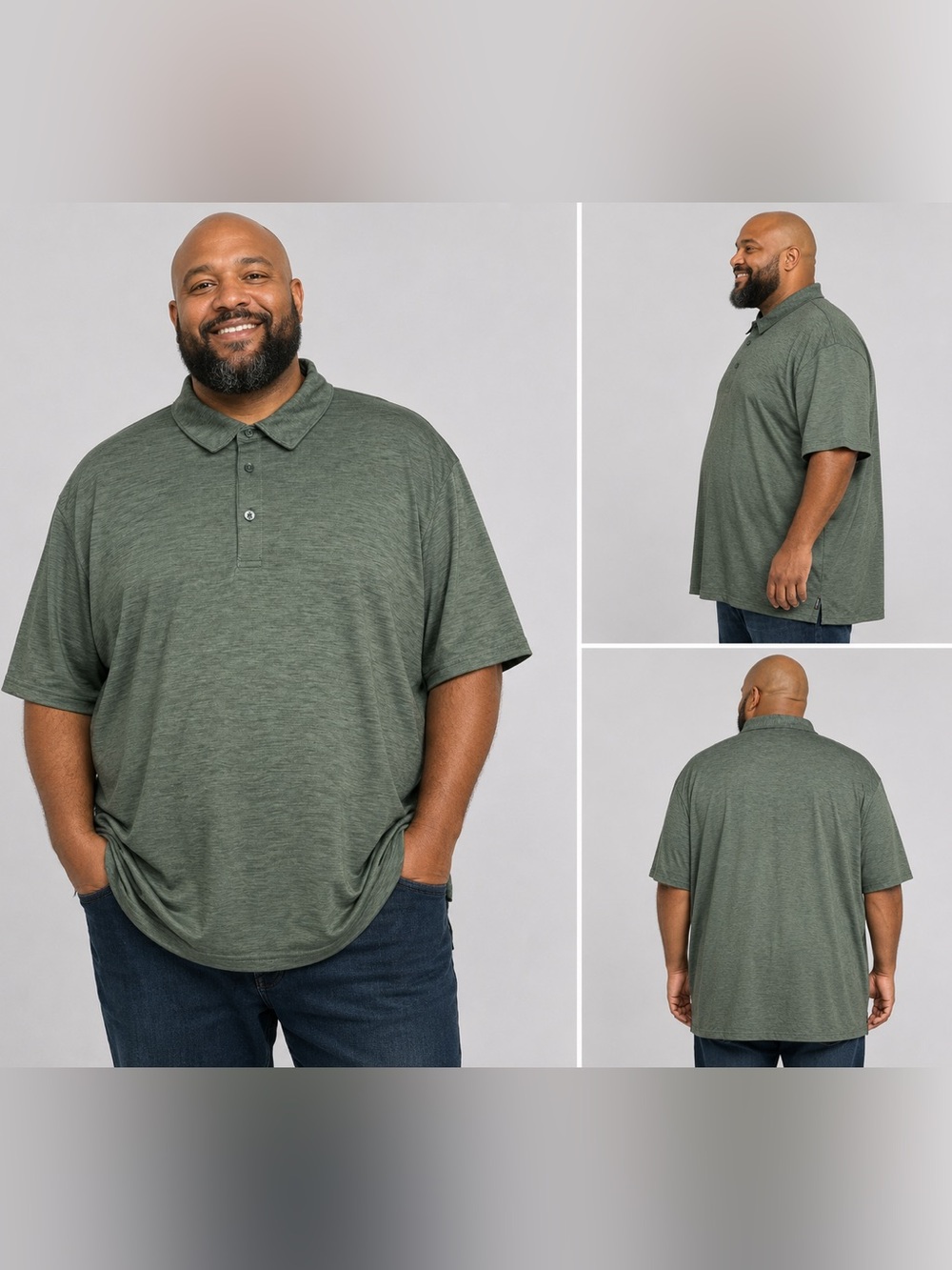 Gerry Weber Men's Heathered Olive Green Polo